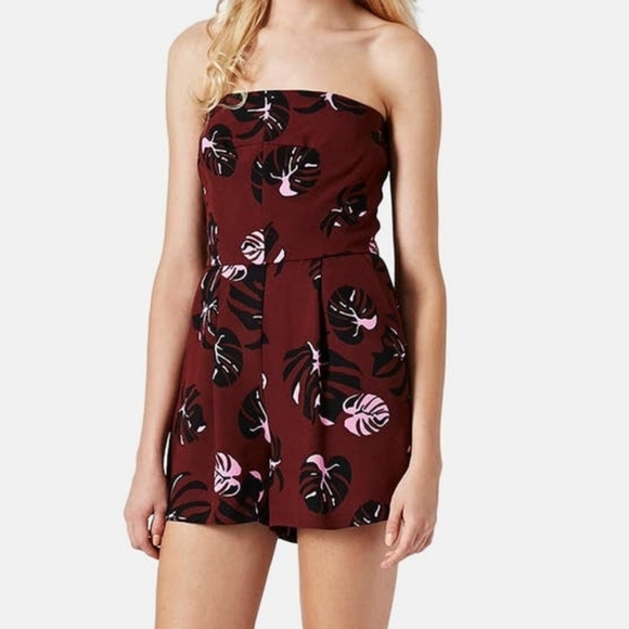 NWT Topshop Tropical Bandeau Playsuit - Picture 2 of 8